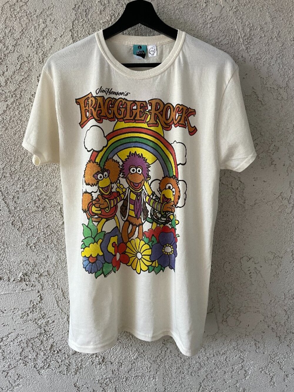 Fraggle Rock Jim Henson Rainbow Graphic T-Shirt NWT Ecru Retro TruffleShuffle L